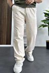 Erkek Rahat Kalıp Keten Pantolon Krem Edw266