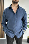 Erkek Salaş Modal Kumaş Gömlek Mavi Edw267
