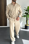 Erkek Gömlek Pantolon Takım Bej Edw268