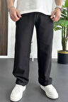 Erkek Beli Lastikli Baggy Kalıp Pantolon Siyah Edw356