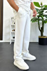 Erkek Rahat Kalıp Pileli Pantolon Beyaz Edw402