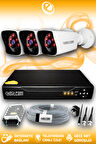ELITCAM 3 Kameralı Kare 3 Dış Kamera Set HDD'siz Full HD Gece Görüşlü Güvenlik Kamerası Sistemi