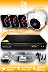 ELITCAM 4 Kameralı Kare 1 İç Kamera Set HDD'siz Full HD Gece Görüşlü Güvenlik Kamerası Sistemi