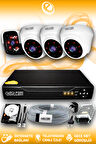 ELITCAM 4 Kameralı Panda 3 İç Kamera Set 250 GB HDD Full HD Gece Görüşlü Güvenlik Kamerası Sistemi