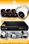 ELITCAM 4 Kameralı Panda 1 İç Kamera Set 2 TB HDD Full HD Gece Görüşlü Güvenlik Kamerası Sistemi