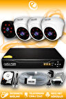 ELITCAM 4 Kameralı Uzay 3 İç Kamera Set 500 GB HDD Full HD Gece Görüşlü Güvenlik Kamerası Sistemi