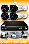 ELITCAM 4 Kameralı Uzay 4 Dış Kamera Set 1 TB HDD Full HD Gece Görüşlü Güvenlik Kamerası Sistemi