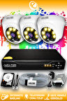 ELITCAM 3 Kameralı Dome 3 İç Kamera Set 250 GB HDD Full HD Renkli Gece Görüşlü Güvenlik Kamerası Sistemi