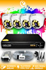 ELITCAM 4 Kameralı Dome 4 İç Kamera Set HDD'siz Full HD Renkli Gece Görüşlü Güvenlik Kamerası Sistemi