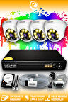 ELITCAM 4 Kameralı Dome 4 İç Kamera Set 500 GB HDD Full HD Renkli Gece Görüşlü Güvenlik Kamerası Sistemi