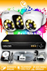 ELITCAM 3 Kameralı Kare 2 İç Kamera Set 320 GB HDD Full HD Renkli Gece Görüşlü Güvenlik Kamerası Sistemi