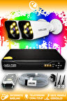 ELITCAM 2 Kameralı Kare 2 Dış Kamera Set HDD'siz Full HD Renkli Gece Görüşlü Güvenlik Kamerası Sistemi