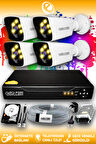ELITCAM 4 Kameralı Kare 4 Dış Kamera Set 1 TB HDD Full HD Renkli Gece Görüşlü Güvenlik Kamerası Sistemi