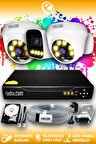 ELITCAM 3 Kameralı Zebra 2 İç Kamera Set 250 GB HDD Full HD Renkli Gece Görüşlü Güvenlik Kamerası Sistemi
