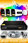 ELITCAM 3 Kameralı Zebra 3 Dış Kamera Set HDD'siz Full HD Renkli Gece Görüşlü Güvenlik Kamerası Sistemi