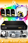 ELITCAM 4 Kameralı Zebra 1 İç Kamera Set 250 GB HDD Full HD Renkli Gece Görüşlü Güvenlik Kamerası Sistemi