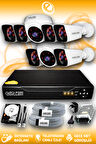 ELITCAM 8 Kameralı Kare 2 İç Kamera Set 320 GB HDD Full HD Gece Görüşlü Güvenlik Kamerası Sistemi