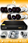 ELITCAM 8 Kameralı Uzay 2 İç Kamera Set HDD'siz Full HD Gece Görüşlü Güvenlik Kamerası Sistemi