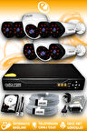 ELITCAM 8 Kameralı Uzay 2 İç Kamera Set 100 GB HDD Full HD Gece Görüşlü Güvenlik Kamerası Sistemi