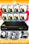 ELITCAM 8 Kameralı Dome 8 İç Kamera Set 1 TB HDD Full HD Renkli Gece Görüşlü Güvenlik Kamerası Sistemi