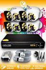 ELITCAM 8 Kameralı Kare 4 İç Kamera Set HDD'siz Full HD Renkli Gece Görüşlü Güvenlik Kamerası Sistemi
