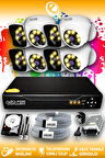 ELITCAM 8 Kameralı Kare 4 İç Kamera Set 500 GB HDD Full HD Renkli Gece Görüşlü Güvenlik Kamerası Sistemi