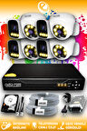 ELITCAM 8 Kameralı Zebra 4 İç Kamera Set 250 GB HDD Full HD Renkli Gece Görüşlü Güvenlik Kamerası Sistemi