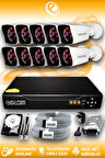 ELITCAM 10 Kameralı Kare 10 Dış Kamera Set 250 GB HDD Full HD Gece Görüşlü Güvenlik Kamerası Sistemi