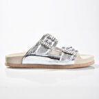 Zeyn 7759 Kadın Hakiki Deri Taşlı Terlik