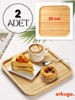 2 Adet Bambu Kare Servis Tabağı, Sunum Seti (25x25 cm)