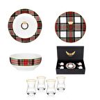 Beyaz Ekose Tabak&Çay Kahve Seti 20 Parça (4 Kişilik)