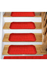 Kare Bukle Halıdan Alınlıklı Basamak Ve Merdiven Paspası - Kırmızı / Adet Olarak Satılır