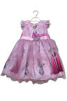 GLRB Frouzen Elsa Kısa Kol Kız Çocuk Elbise Pembe 1-4 Yaş 10002-P