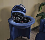  Elisa Makyaj Masalı Aynalı Organizerli Yumuşak Kumaşlı Kırlentli Puf / Makyaj Masası - Renkli