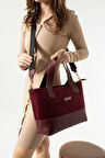 Elizan Kolon Askılı Geniş iç Hacimli Bordo Süet Kadın Çantası