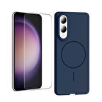 Teleplus Samsung Galaxy S25 Edge Kılıf Msafe XZ1 Rubby Mat Silikon + Ekran Koruyucu