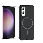 Teleplus Samsung Galaxy S25 Edge Kılıf Msafe XZ1 Rubby Mat Silikon + Ekran Koruyucu