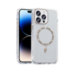 Teleplus iPhone 14 Pro Max Kılıf Msafe Özellikli Koment Taşlı Kapak
