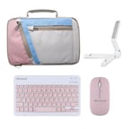 Microcase S10 Lite ile Uyumlu Tablet Çanta+Türkçe Bluetooth Klavye +Mouse+ Standı - Pembe AL4382