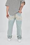 Erkek Baggy Relaxed Mavi Yıkamalı Pantolon