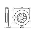 Caddy 10-15 1.6 Golf6 08-12 1.6 1.4 Arka Düz 255-5 Fren Diski - Bsh-0986479099 - 1K0615601K 