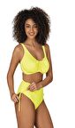 Endeep Kadın Büyük Beden Balenli Destekli Bağlama Detaylı Sarı Bikini Takımı