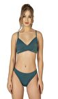 Endeep Kadın Çapraz Detaylı Simli Yeşil Bikini Takımı