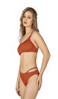 Endeep Kadın Tek Omuz Aksesuarl Detaylı Turuncu Bikini Takımı