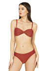 Endeep Kadın Bağlama Detaylı Straplez Kiremit Bikini Takımı