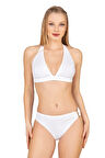 Endeep Kadın Dokulu Aksesuarlı Beyaz Bikini Takımı