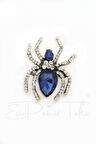 Zirkon Ve Lacivert Taşlı Örümcek Broş