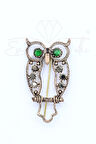 Yeşil Zirkon Taşlı Baykuş Broş
