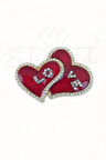 Zirkon Taşlı Kırmızı Bağlı Kalpler Broş
