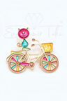 Pembe - Mavi Kedili Bisiklet Broş
